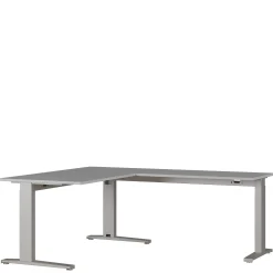 Bureaus^Huisenthuis Aanbouwtafel Ergonoma Lichtgrijs Grijs, Zilver