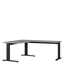 Bureaus^Huisenthuis Aanbouwtafel Ergonoma Lichtgrijs Zwart Grijs, Zwart