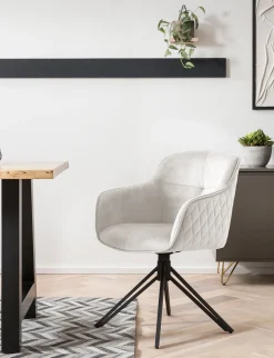Eetkamerstoelen^Huisenthuis Armstoel Adele Beige