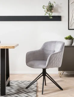 Eetkamerstoelen^Huisenthuis Armstoel Adele Lichtgrijs