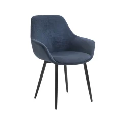 Eetkamerstoelen^Huisenthuis Armstoel Amine Blauw – Set van 2 Donkerblauw