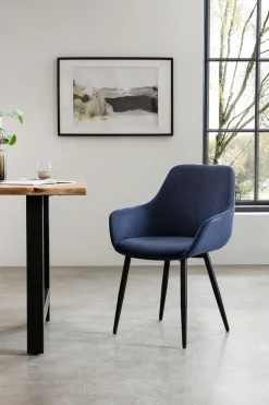 Eetkamerstoelen^Huisenthuis Armstoel Amine Blauw – Set van 2 Donkerblauw