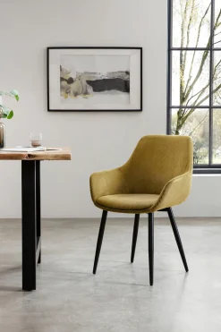 Eetkamerstoelen^Huisenthuis Armstoel Amine – Set van 2 Goud