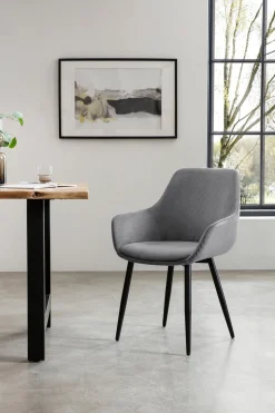 Eetkamerstoelen^Huisenthuis Armstoel Amine Grijs – Set van 2 Grijs, Zwart