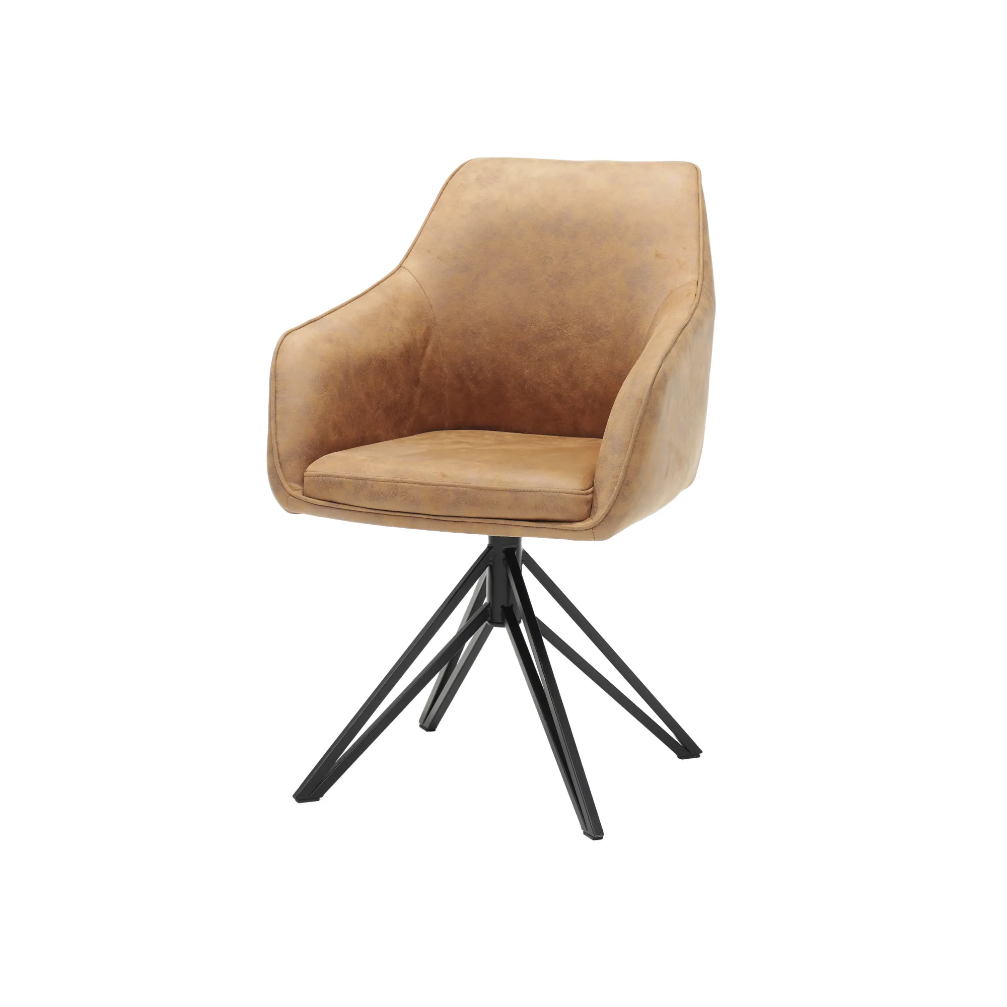 Eetkamerstoelen^Huisenthuis Armstoel Boas Stof Cognac