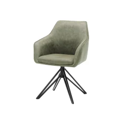 Eetkamerstoelen^Huisenthuis Armstoel Boas Stof Groen