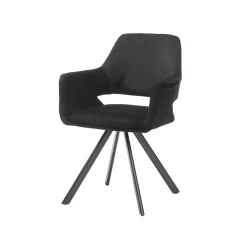 Eetkamerstoelen^Huisenthuis Armstoel Céline Velours – Set van 2 Zwart