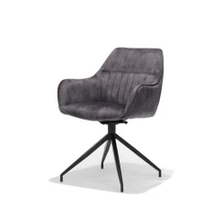 Eetkamerstoelen^Huisenthuis Armstoel Fedde Velours – Set van 2 Antraciet