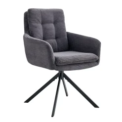 Eetkamerstoelen^Huisenthuis Armstoel Heleen Grijs Ribstof – Set van 2