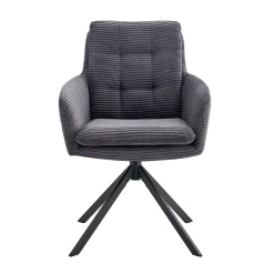 Eetkamerstoelen^Huisenthuis Armstoel Heleen Grijs Ribstof – Set van 2