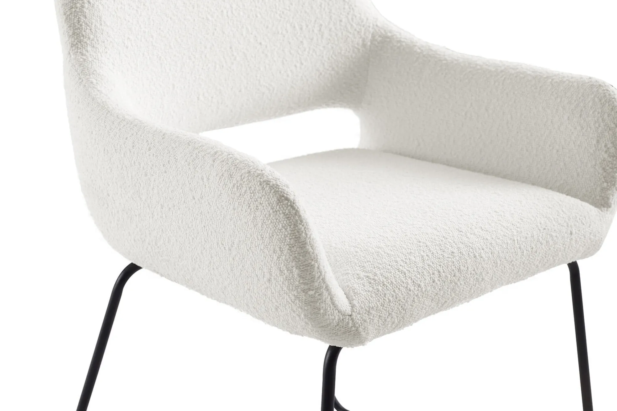 Eetkamerstoelen^Huisenthuis Armstoel Hilton Wit Bouclé