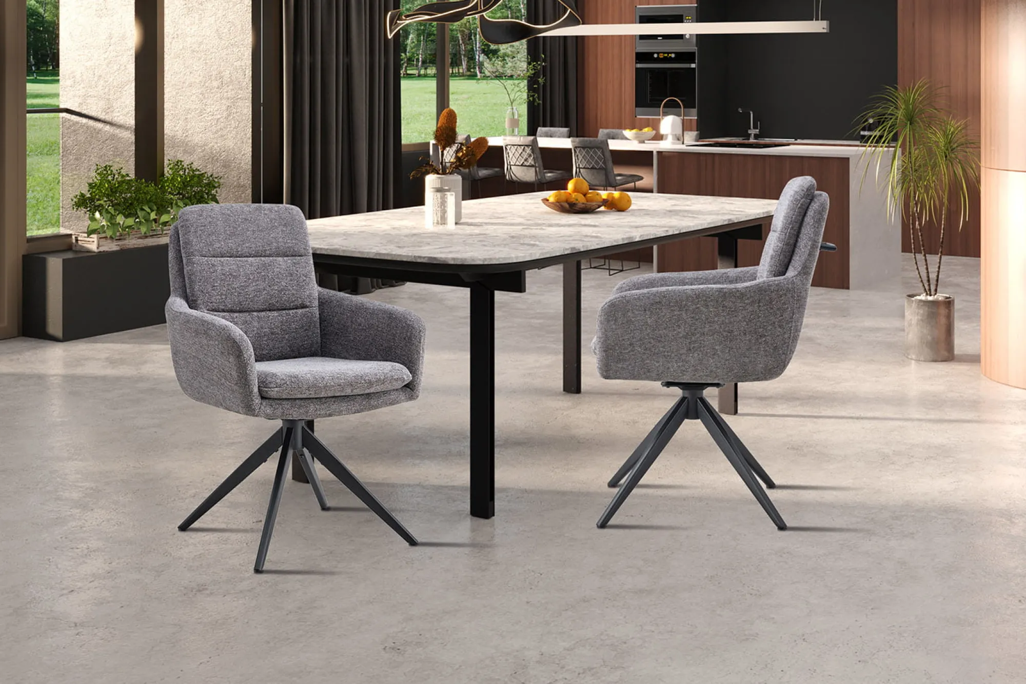 Eetkamerstoelen^Huisenthuis Armstoel Irma Donkergrijs – Set van 2