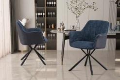 Eetkamerstoelen^Huisenthuis Armstoel Jan Bouclé – Set van 2 Blauw