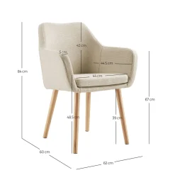 Eetkamerstoelen^Huisenthuis Armstoel Jonne Beige