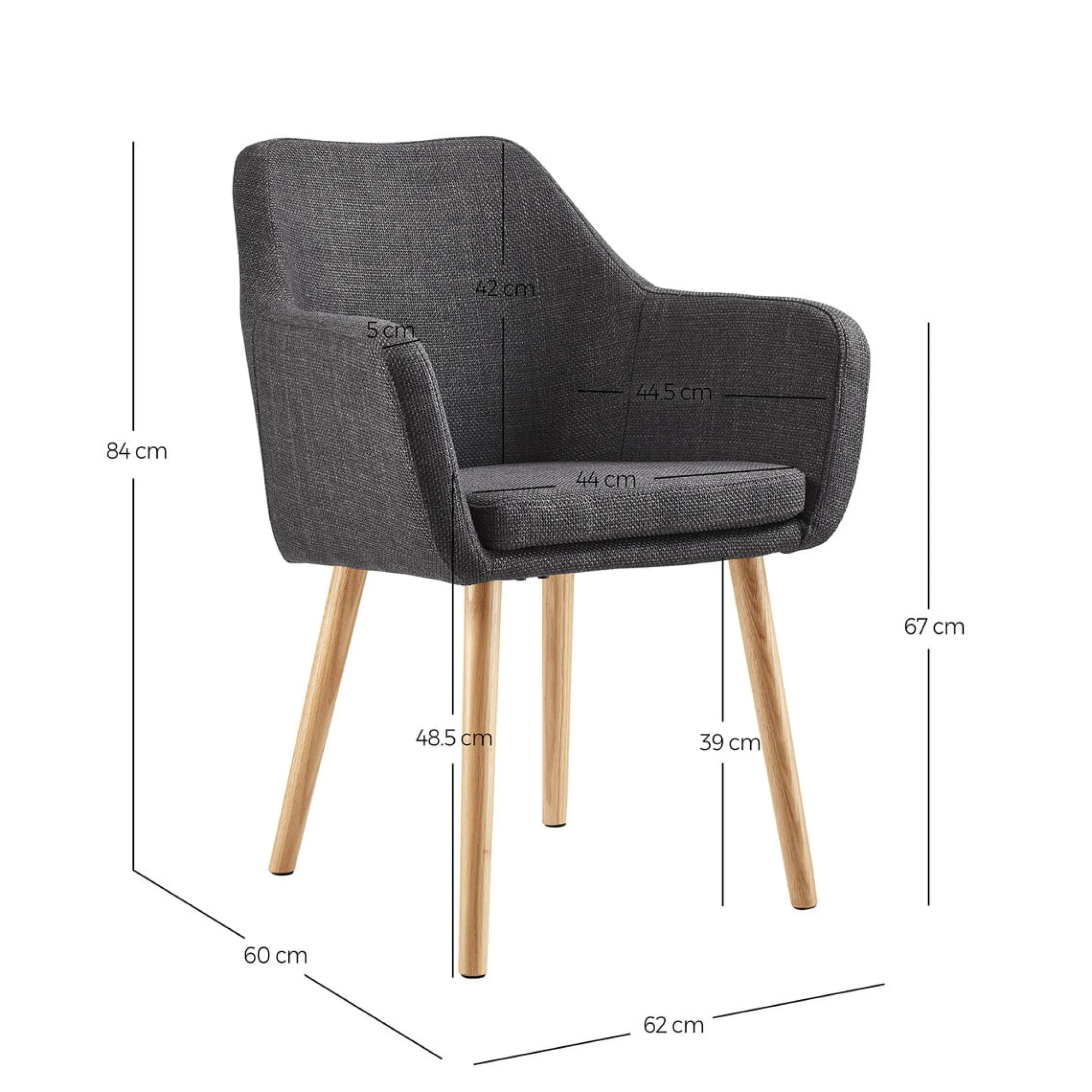 Eetkamerstoelen^Huisenthuis Armstoel Jonne Donkergrijs