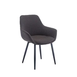 Eetkamerstoelen^Huisenthuis Armstoel Kate Bouclé – Set van 2 Antraciet