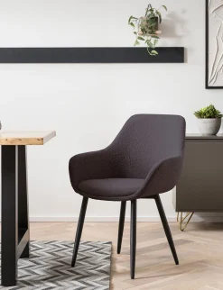 Eetkamerstoelen^Huisenthuis Armstoel Kate Bouclé – Set van 2 Antraciet