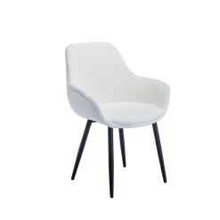 Eetkamerstoelen^Huisenthuis Armstoel Kate Bouclé – Set van 2 Wit