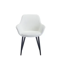 Eetkamerstoelen^Huisenthuis Armstoel Kate Bouclé – Set van 2 Wit