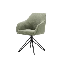 Eetkamerstoelen^Huisenthuis Armstoel Lise Ribstof Groen