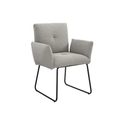 Eetkamerstoelen^Huisenthuis Armstoel Lizzie Bouclé Lichtgrijs