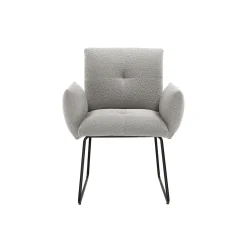 Eetkamerstoelen^Huisenthuis Armstoel Lizzie Bouclé Lichtgrijs