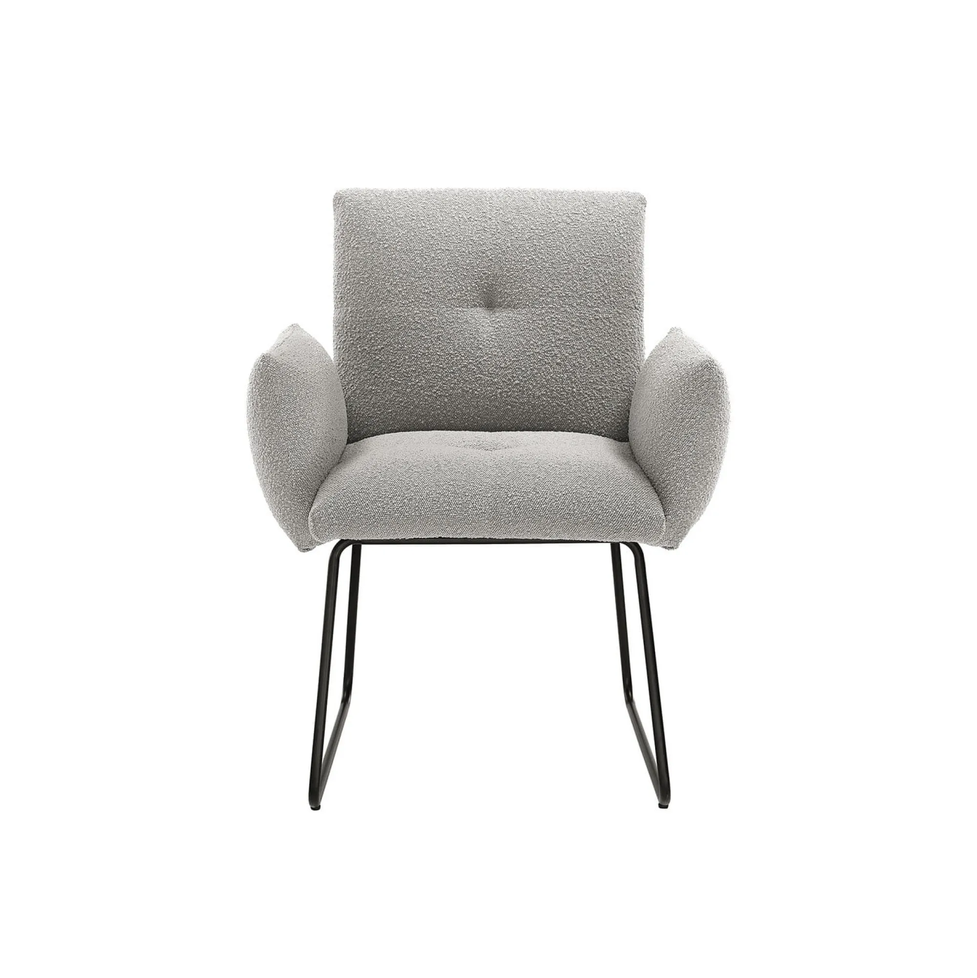 Eetkamerstoelen^Huisenthuis Armstoel Lizzie Bouclé Lichtgrijs