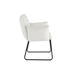 Eetkamerstoelen^Huisenthuis Armstoel Lizzie Bouclé Wit