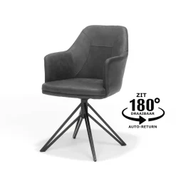 Eetkamerstoelen^Huisenthuis Armstoel Melvin – Set van 2 Antraciet