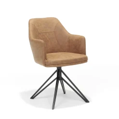 Eetkamerstoelen^Huisenthuis Armstoel Melvin – Set van 2 Cognac