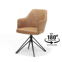 Eetkamerstoelen^Huisenthuis Armstoel Melvin – Set van 2 Cognac