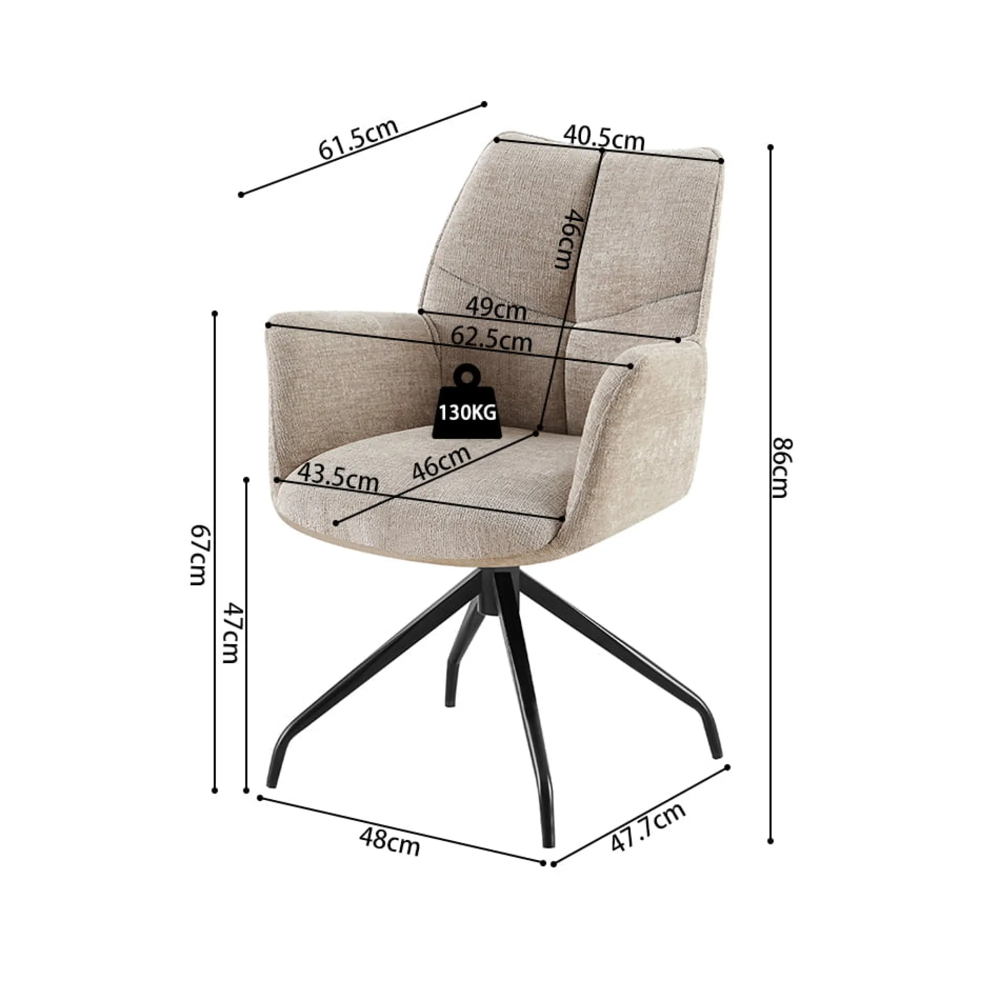 Eetkamerstoelen^Huisenthuis Armstoel Nestor Zand – Set van 2