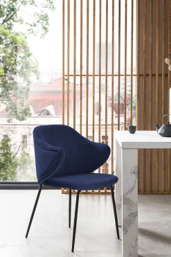 Eetkamerstoelen^Huisenthuis Armstoel Novi Blauw – Set van 2 Donkerblauw