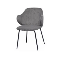 Eetkamerstoelen^Huisenthuis Armstoel Novi Grijs – Set van 2 Grijs, Zwart