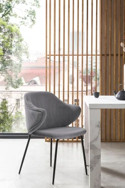 Eetkamerstoelen^Huisenthuis Armstoel Novi Grijs – Set van 2 Grijs, Zwart