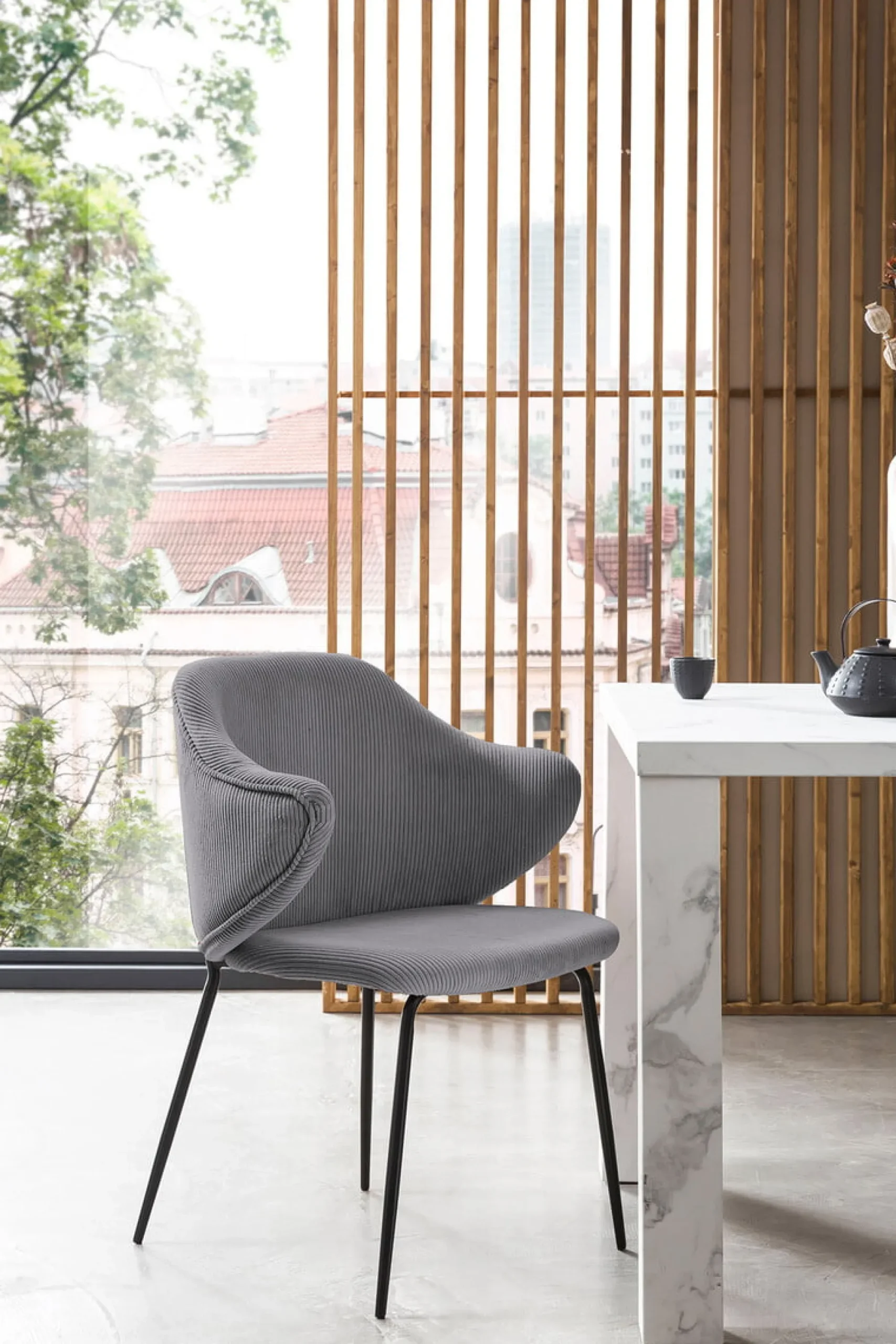 Eetkamerstoelen^Huisenthuis Armstoel Novi Grijs – Set van 2 Grijs, Zwart