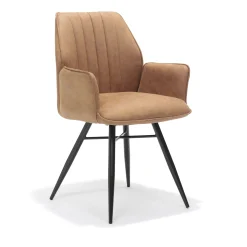 Eetkamerstoelen^Huisenthuis Armstoel Puk Cognac