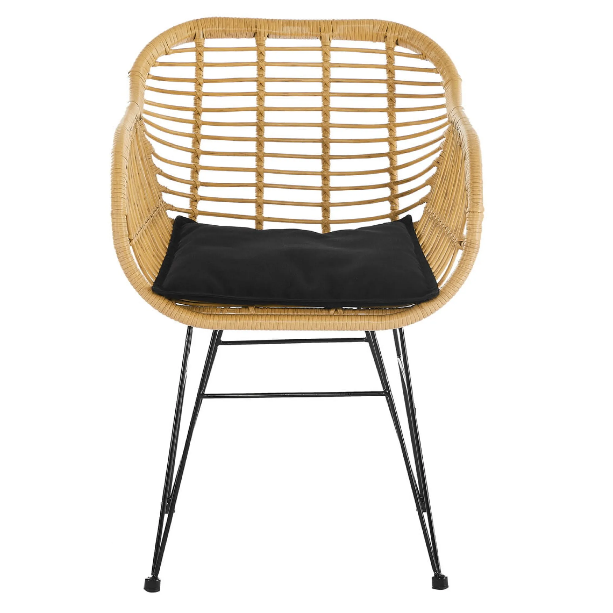 Eetkamerstoelen^Huisenthuis Armstoel Senne Rotan-Zwart – Set van 2