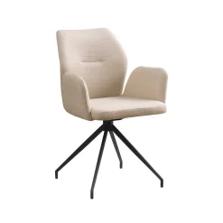 Eetkamerstoelen^Huisenthuis Armstoel Sonja Stof Beige