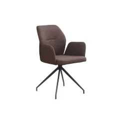 Eetkamerstoelen^Huisenthuis Armstoel Sonja Stof Bruin