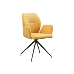 Eetkamerstoelen^Huisenthuis Armstoel Sonja Stof Geel