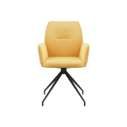 Eetkamerstoelen^Huisenthuis Armstoel Sonja Stof Geel