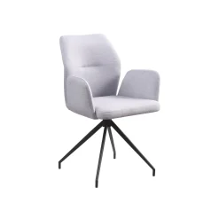Eetkamerstoelen^Huisenthuis Armstoel Sonja Stof Lichtgrijs
