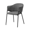 Eetkamerstoelen^Huisenthuis Armstoel Vieve Donkergrijs Ribstof – Set van 2