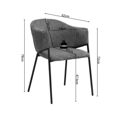 Eetkamerstoelen^Huisenthuis Armstoel Vieve Donkergrijs Ribstof – Set van 2