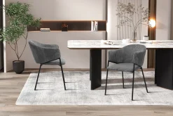 Eetkamerstoelen^Huisenthuis Armstoel Vieve Donkergrijs Ribstof – Set van 2