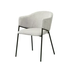 Eetkamerstoelen^Huisenthuis Armstoel Vieve Lichtgrijs Ribstof – Set van 2