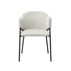 Eetkamerstoelen^Huisenthuis Armstoel Vieve Lichtgrijs Ribstof – Set van 2