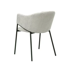 Eetkamerstoelen^Huisenthuis Armstoel Vieve Lichtgrijs Ribstof – Set van 2
