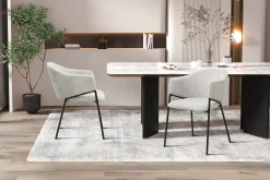 Eetkamerstoelen^Huisenthuis Armstoel Vieve Lichtgrijs Ribstof – Set van 2
